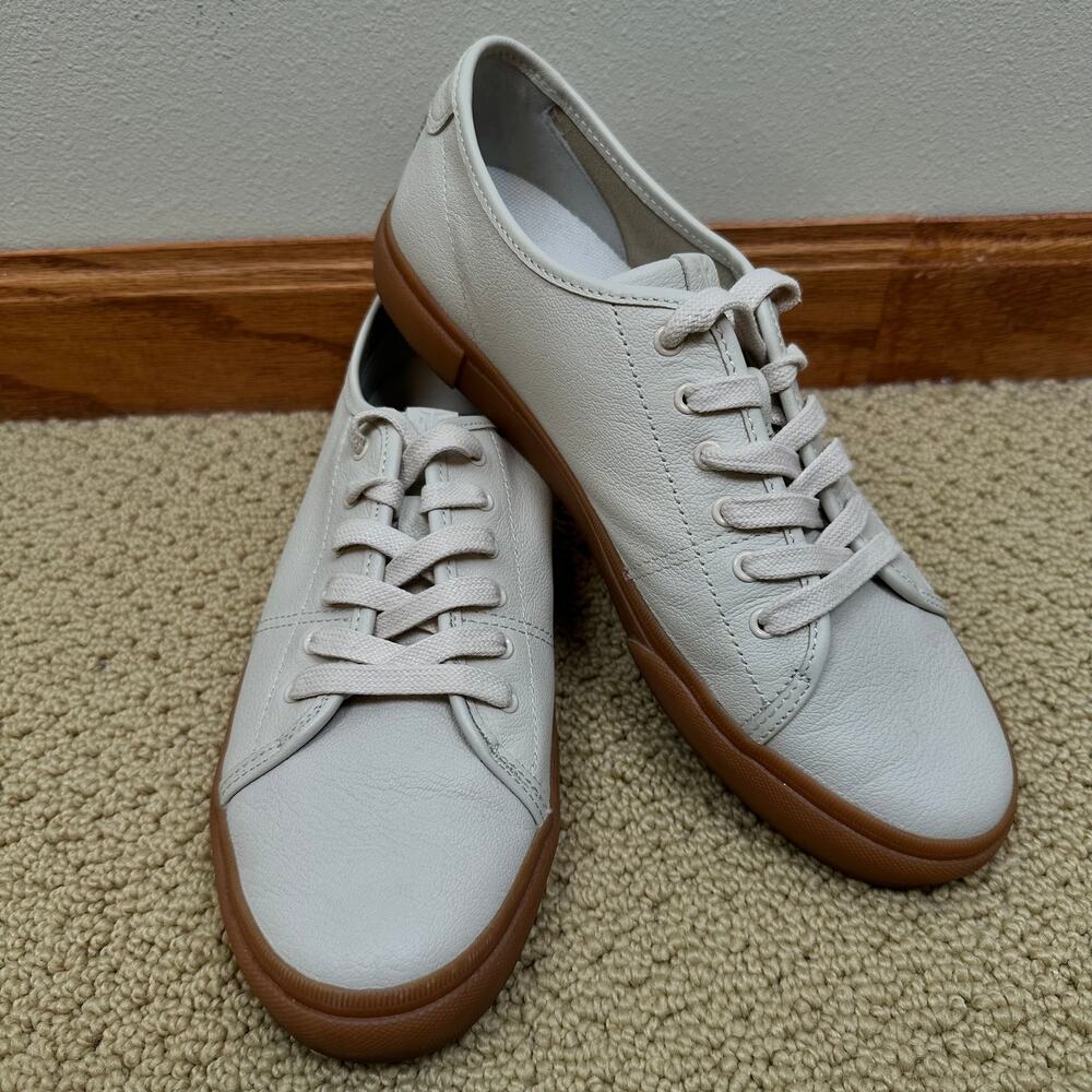 FRYE Women's Gia Low Lace Leather Sneakers Gum Rubber Sole Ivory Beige 9